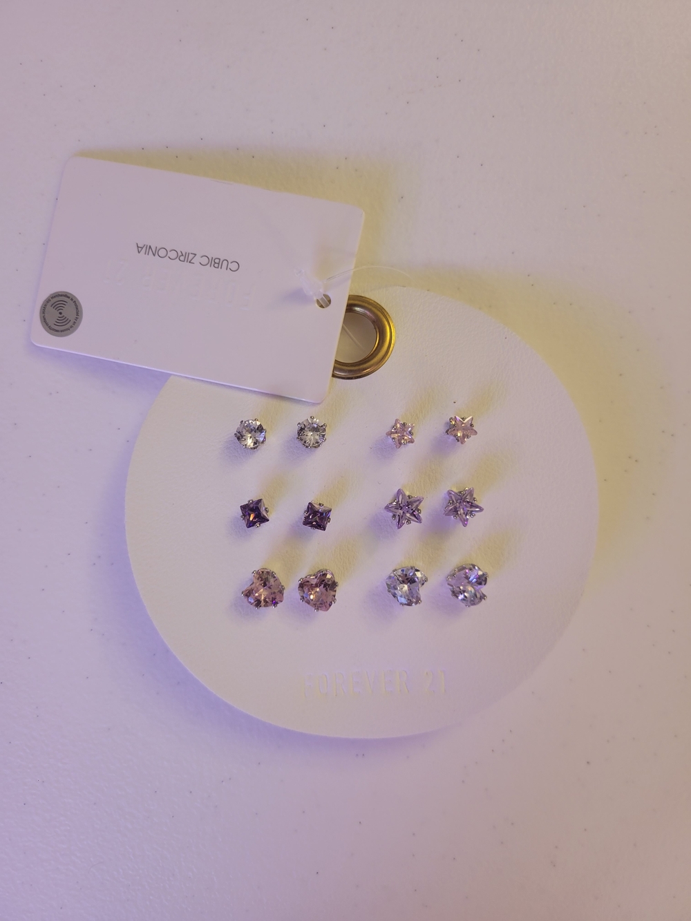 Accessorize Lavender and Clear Crystal Stud Earring Set - 6 Pairs